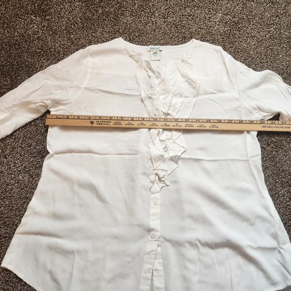 CLOSET CLEAN OUT *** Sundance Boho Ruffle Front Button Down Blouse Size Medium - Picture 6 of 7
